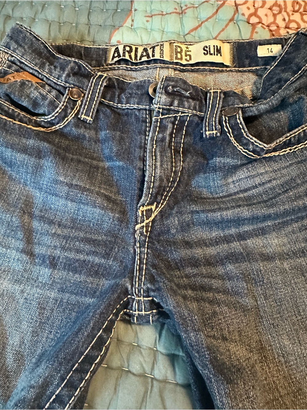 Ariat Kids Slim Denim Jeans in Dark Blue